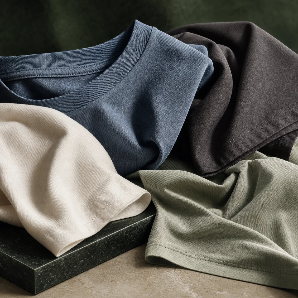 T-shirt collars, sleeves and fabric textures